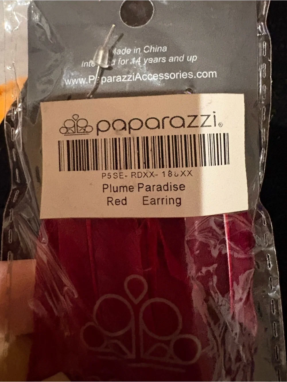 Paparazzi Earring ~ Plume Paradise - Red